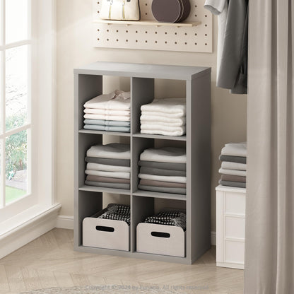 Furinno Cubic Extra Thick 6-Cube Closet Organizers and Storage, Light Grey
