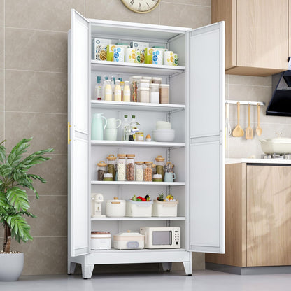 Kitchen Pantry Storage Cabinet with Doors and Adjustable Shelves, Metal ClosetMaid Food Pantry