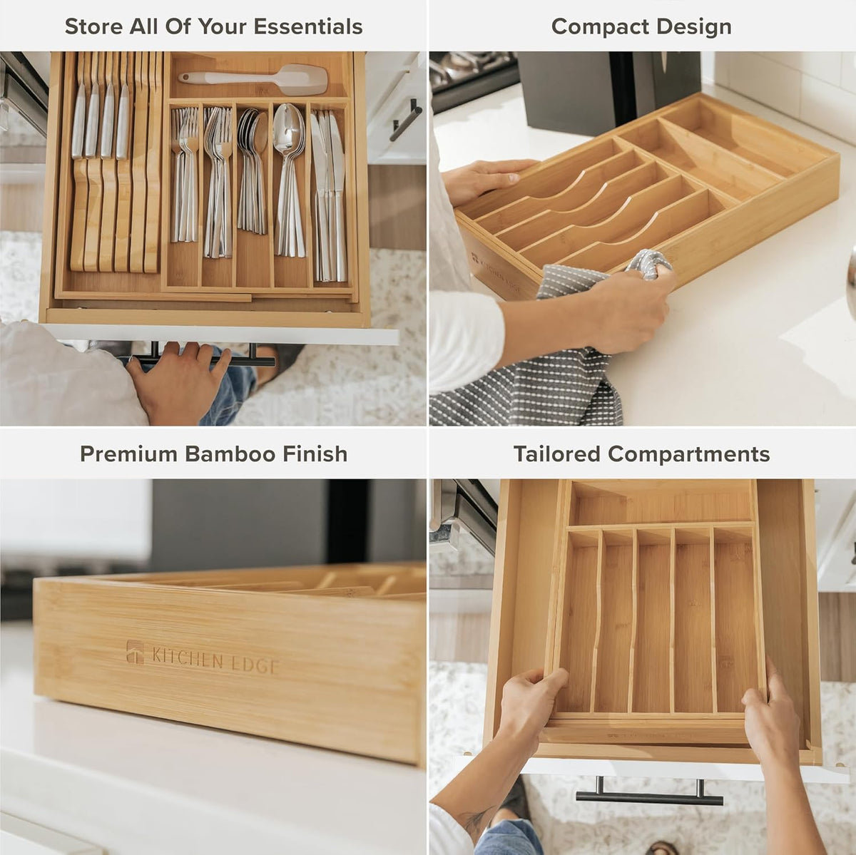 Premium Silverware, Flatware and Utensil Organizer for Kitchen Drawers, Food-Safe Contract Grade