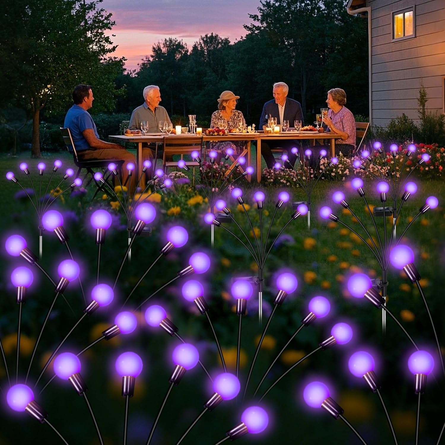 Solar Garden Lights Outdoor, Waterproof Solar Powered Lights for Yard Pathway Patio, Swaying Lawn