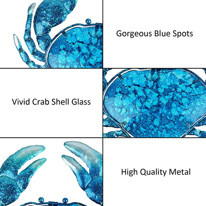 John's Studio Crab Wall Decor Outdoor Metal Bathroom Hanging Art Glass Blue Ocean Theme Decorations