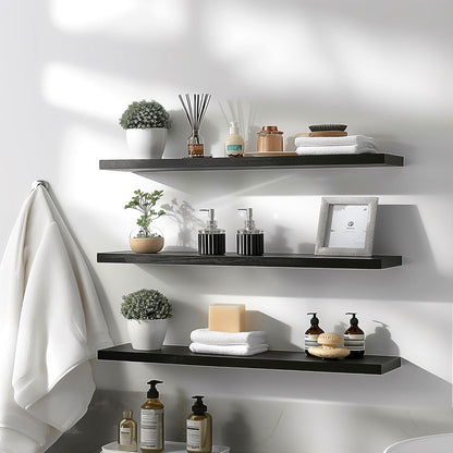Wood Floating Shelves for Wall Decor, Rustic Wall Shelves for Bedroom Bathroom Kitchen Living Room