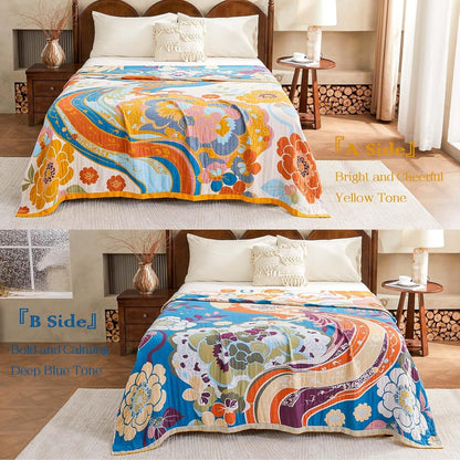 Boho Throw Blanket, Lightweight Blankets for Summer, 100% Cotton Bohemian Decorative Throw Blanket