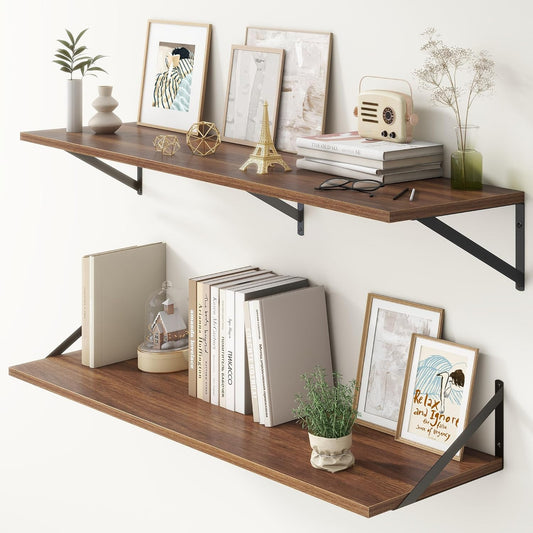 12 Inch Deep Floating Shelves,48W x 12D Floating Shelves, Deep Wall Shelves Bracket Set of 2, Large