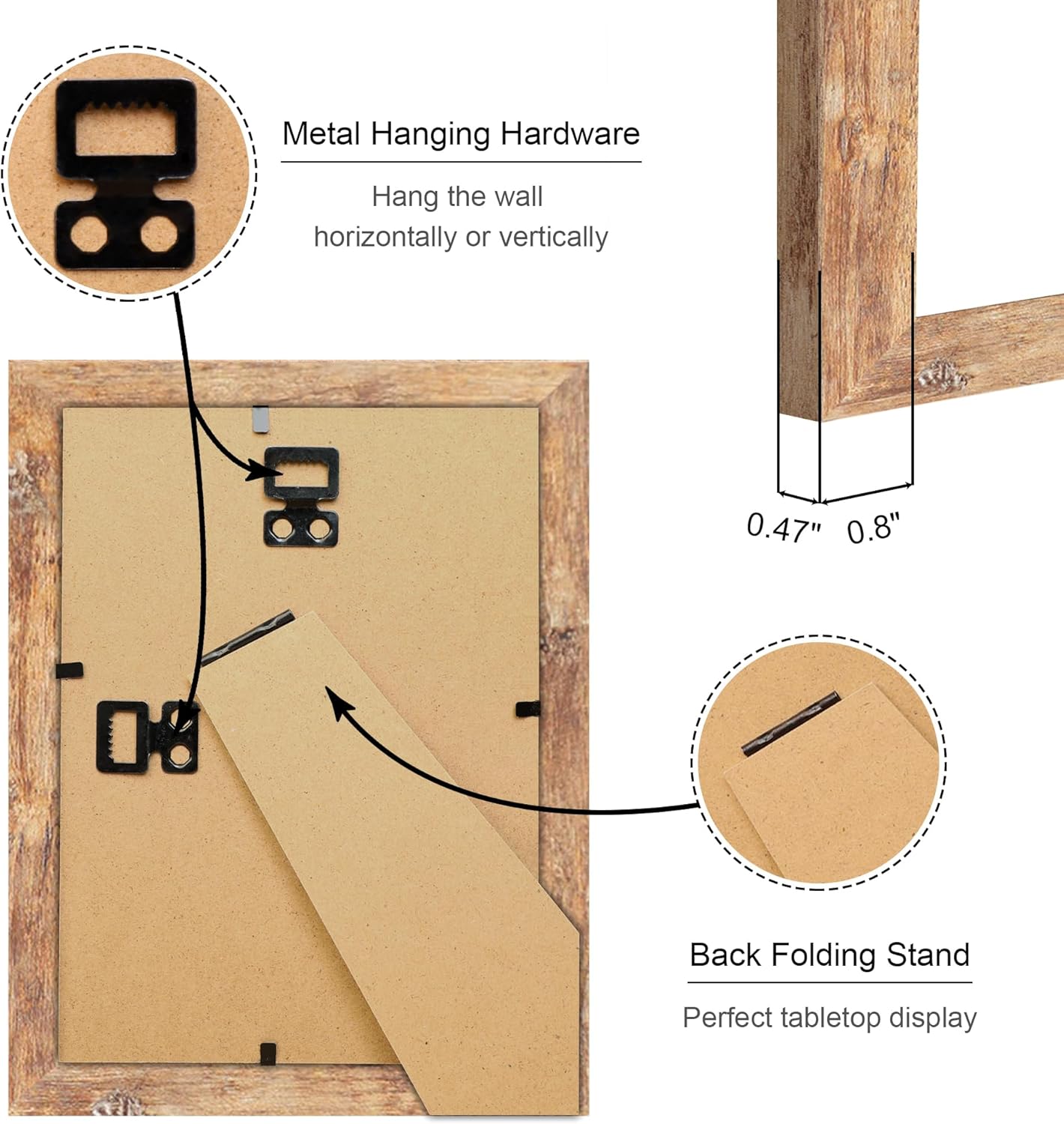 5x7 Picture Frame Set of 4, 5 x 7 Wood Photo Frames with Mat for 4x6, Natural Wooden Frame with