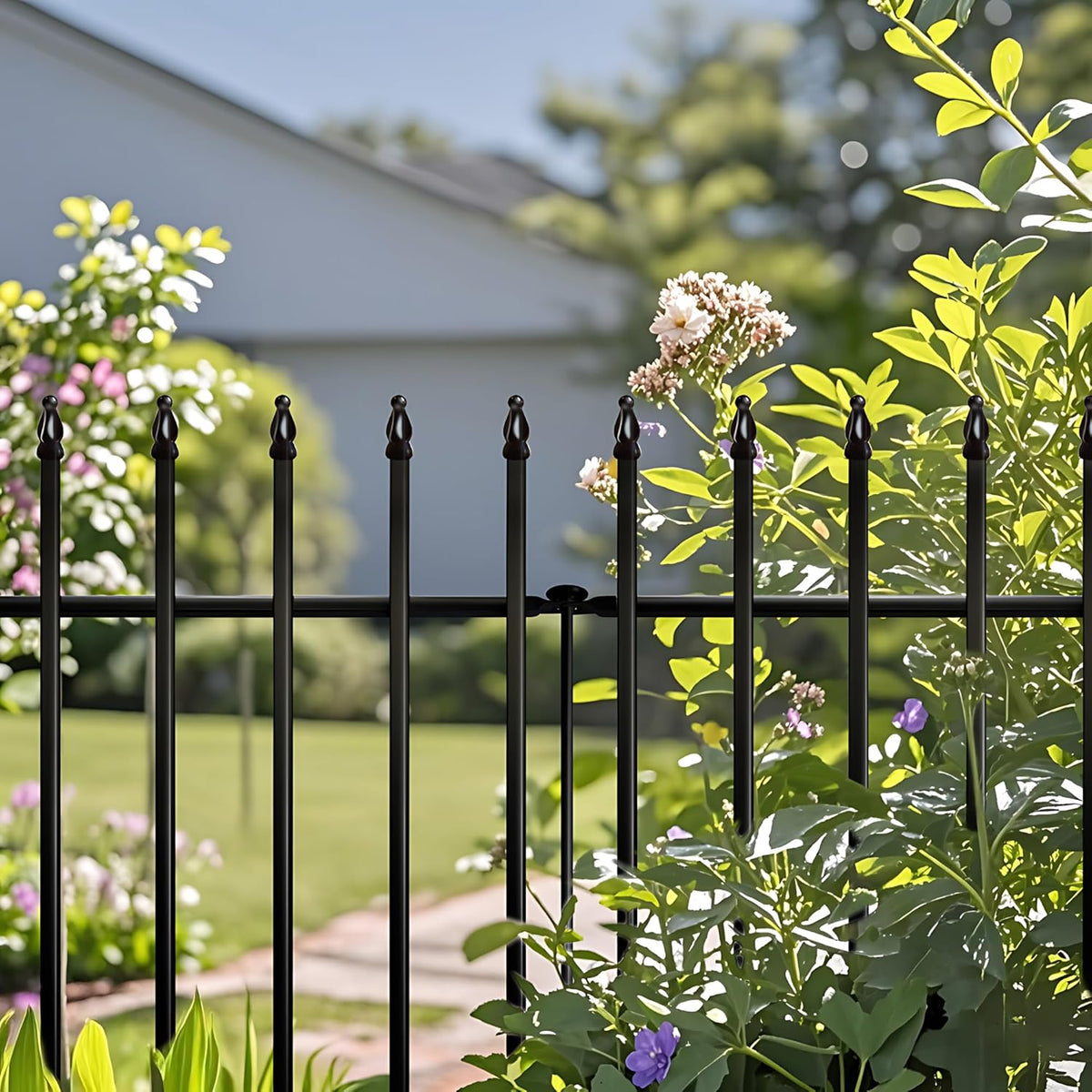 Metal Garden Fence 24 inch H x 24 inch W (10 Panels, Total Length 20 ft) Decorative Fence Border