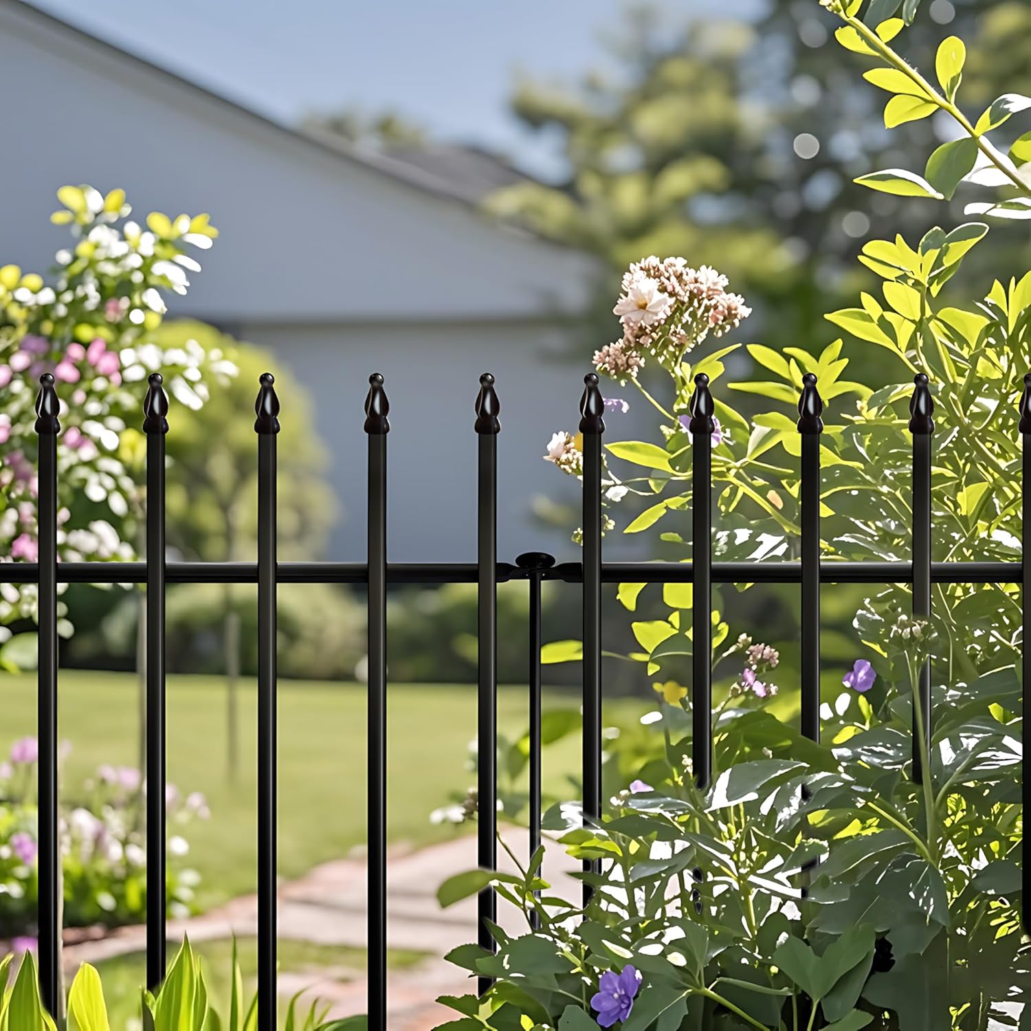 Metal Garden Fence 24 inch H x 24 inch W (10 Panels, Total Length 20 ft) Decorative Fence Border