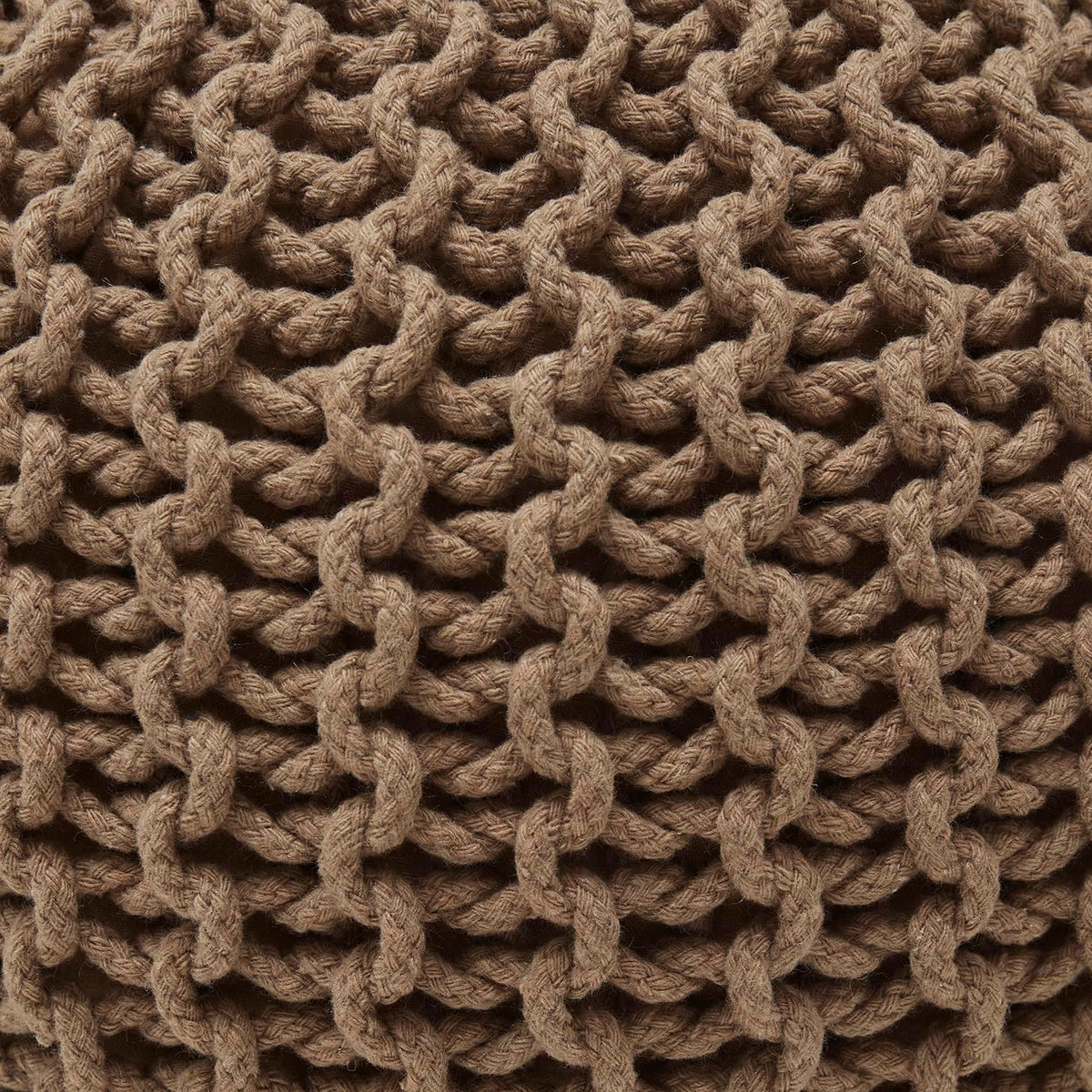 Ornavo Home Pouf Ottoman Foot Rest - 100% Cotton Pouffe - Hand Knitted Cable Braid Cord - Boho