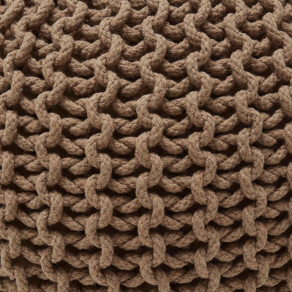 Ornavo Home Pouf Ottoman Foot Rest - 100% Cotton Pouffe - Hand Knitted Cable Braid Cord - Boho
