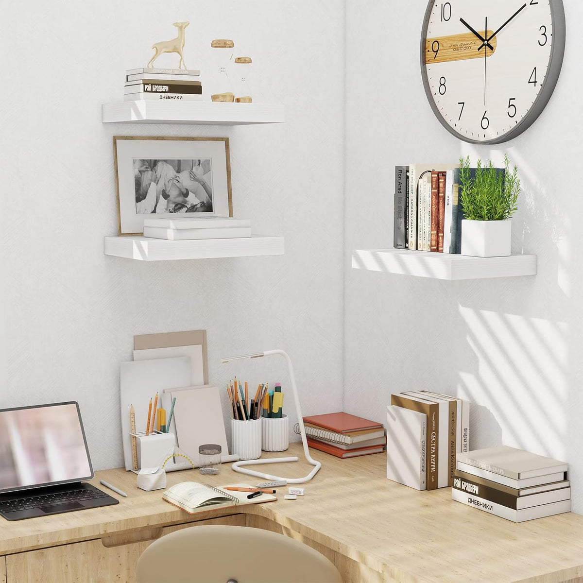 Fun Memories Wood Floating Shelves 16 Inch, 10 Inch Deep Shelves Wall Mount, Wall Shelves with