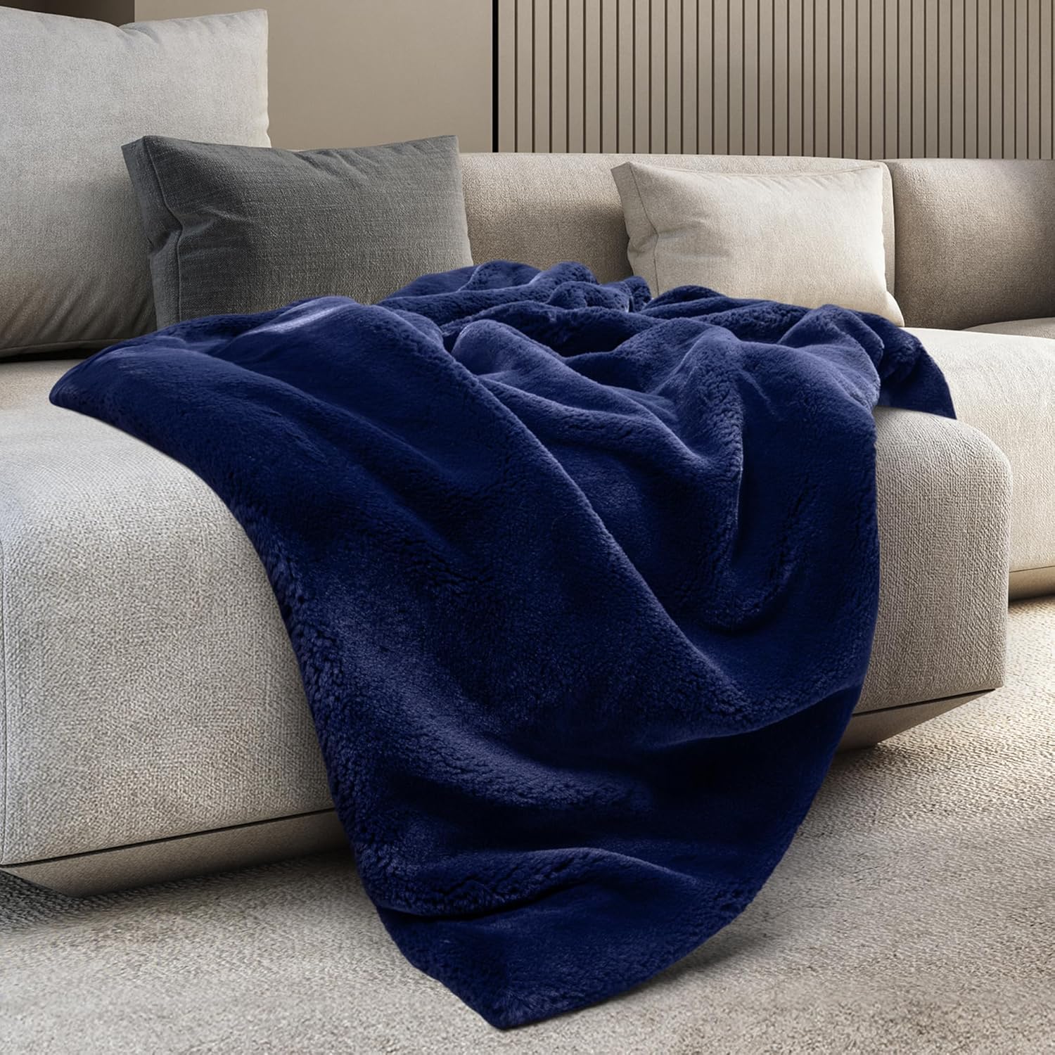 Mon Chateau Luxury Ultimate Plush Faux Fur Throw with 6cm Foldover for Couch, Sofa, or Bed - Plush