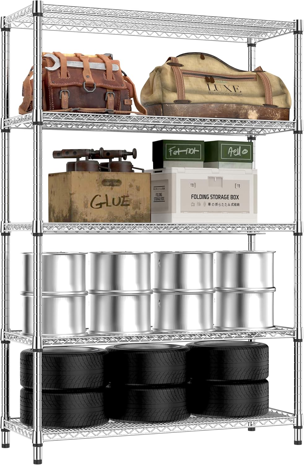 IZEUK 4250 LBS Garage Shelving Wide Storage Shelves 5 Tier Metal Shelves Heavy Duty Adjustable