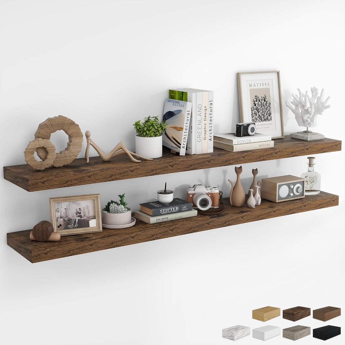 RICHFOCUS 72Inch Floating Shelves for Wall 2 Pack Shelves for Bedroom|Kitchen|Bathroom Wall Mounted