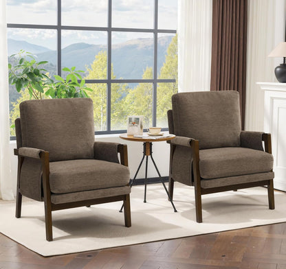 Modern Accent Chairs Set of 2 for Living Room Mid Century Arm Chairs Upholstered Bedroom Chairs