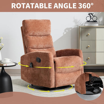 Manual Swivel Rocker Recliner Chair for Adults, Overstuffed Reclining Glider Chair for Nursing with