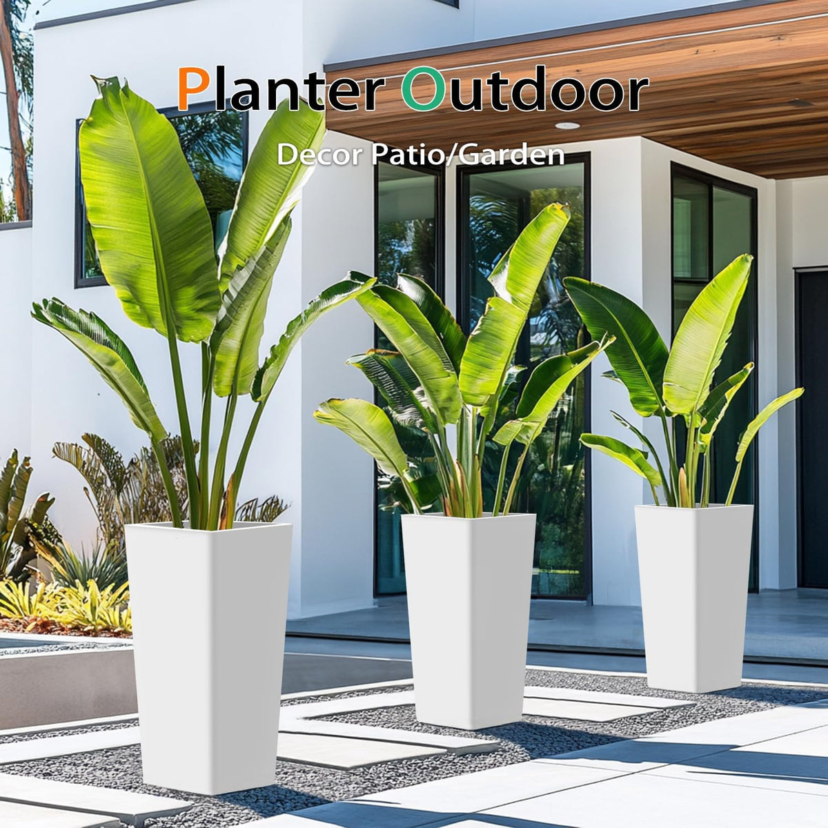Tall Planters for Outdoor Plants, Large Resin Flower Pots for Garden, Front Porch, Patio, Indoor
