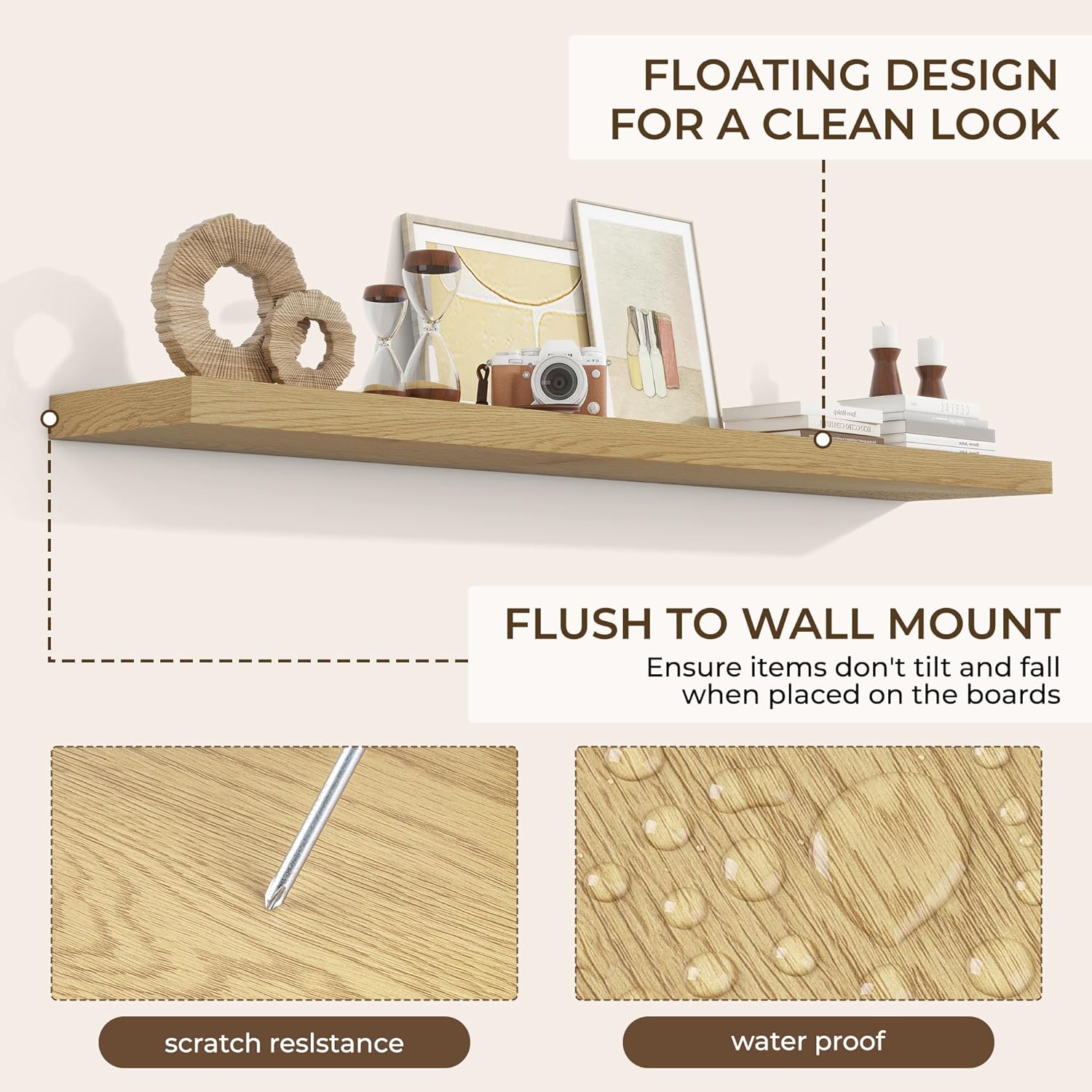 RICHFOCUS 72Inch Floating Shelves for Wall 2 Pack Shelves for Bedroom|Kitchen|Bathroom Wall Mounted