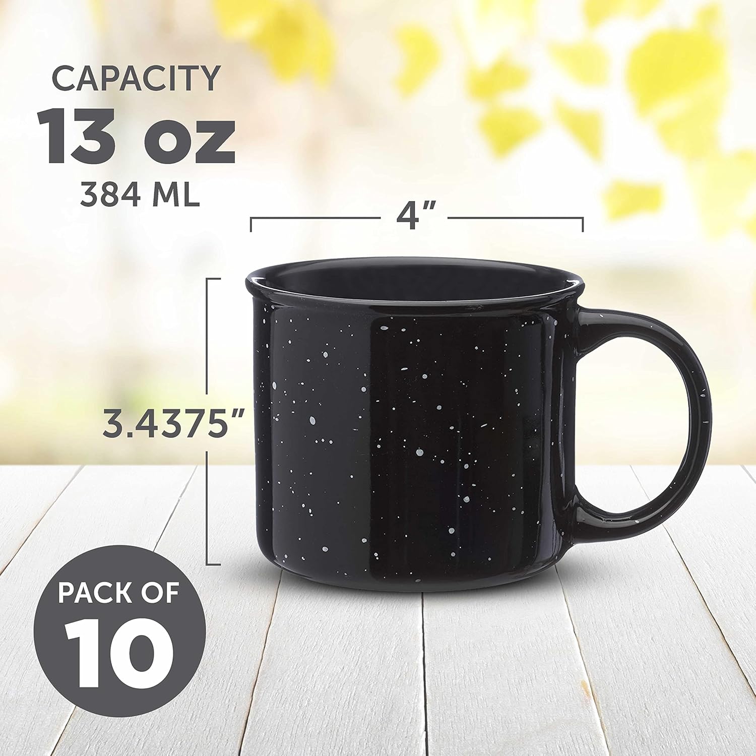 DISCOUNT PROMOS Ceramic Campfire Coffee Mugs 13 oz. Set of 10, Bulk Pack - Perfect for Tea