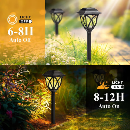GIGALUMI Solar Lights Outdoor Waterproof, 6 Pack LED Solar Garden Lights, Outdoor Decorations