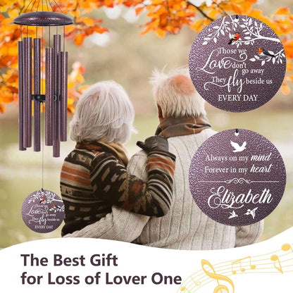 ASTARIN 36" Large Deep Tone Personalized Name Sympathy Wind Chimes, Cardinal Memorial Wind Chime