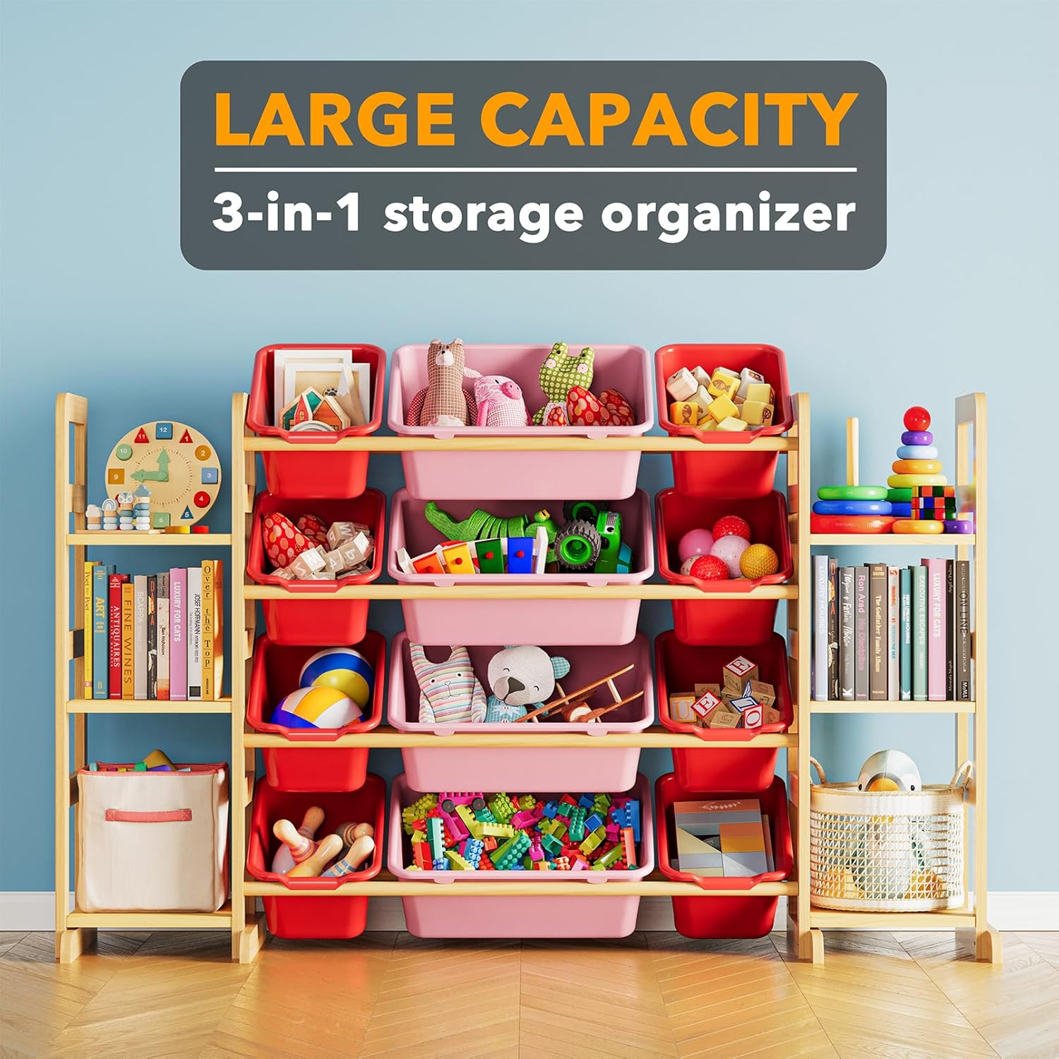 SpaceAid Toy Storage Organizer with 6 Shelves and 12 Bins, Toy Organizers Storage Bookshelf, Kids