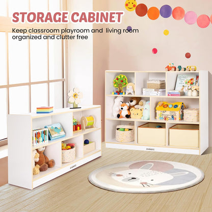 Toy Storage Organizer for Kids, 5-Compartment Wooden Storage Cabinet, Children Bookcase and