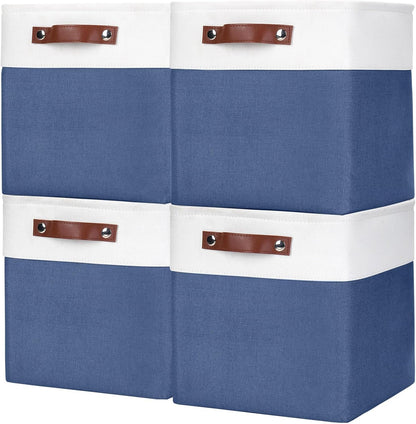 Collapsible Fabric Storage Cubes 11x11 Cube Storage Bins, 4 Pack Closet Baskets Box with Handles