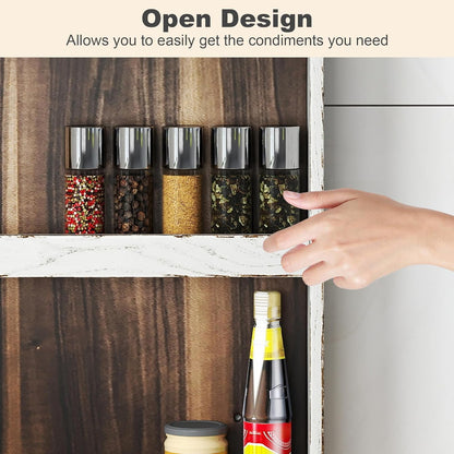 Nisorpa 3 Tier Spice Rack Wall Mount, Rustic Burnt Wood Wall Hanging Spice Rack Kitchen Spice Shelf