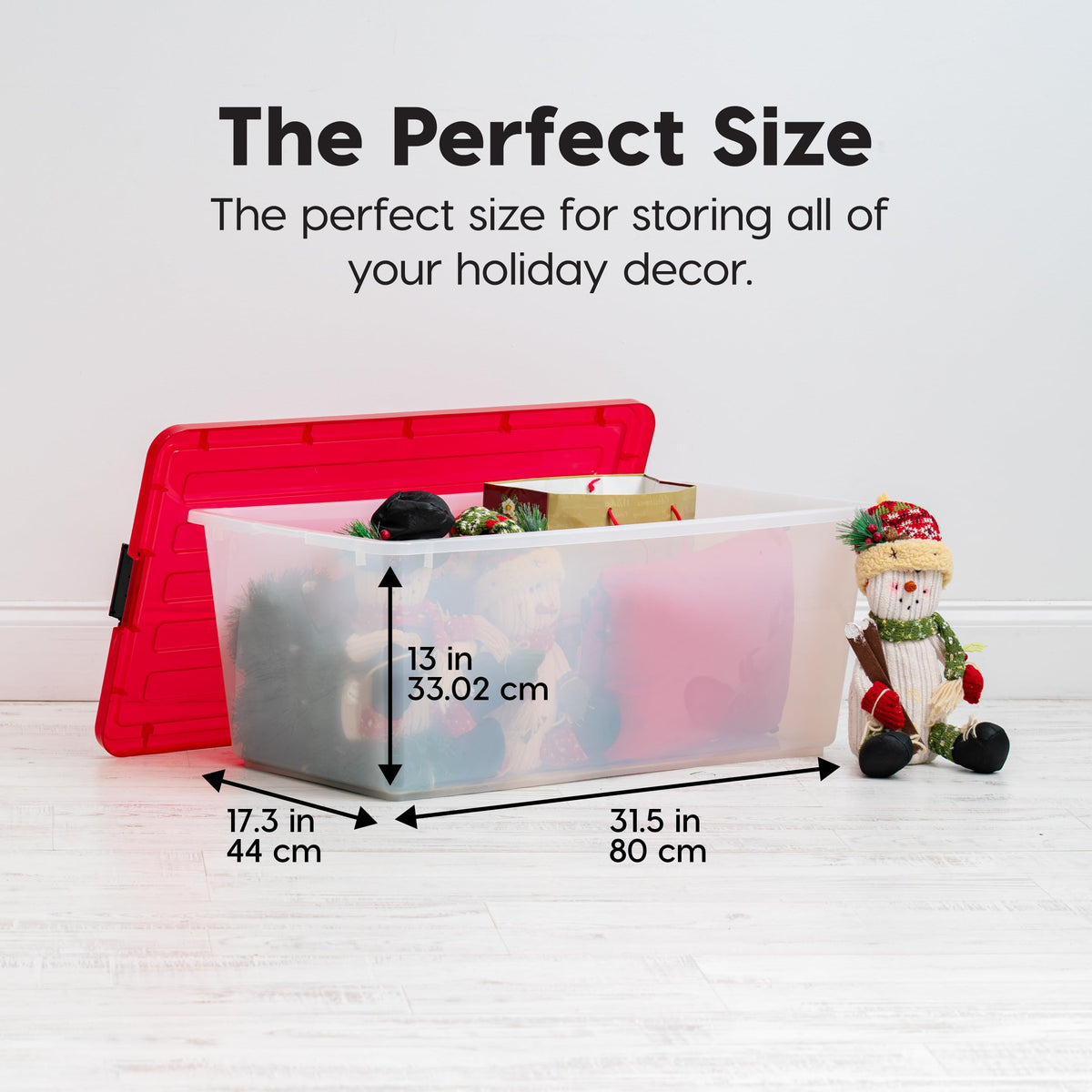 IRIS USA 4-Pack, 91 Qt. Holiday Storage Bin with Lids, Red