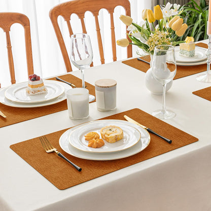 Romanstile Fall Vinyl Placemats Set of 4-12 X 18 Inch - Heat Resistant Place Mats 100% Waterproof