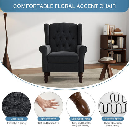 UIXE High Back Accent Chairs Set of 2, Upholstered Armchair in Fabric, Retro Wingback Arm Chair for
