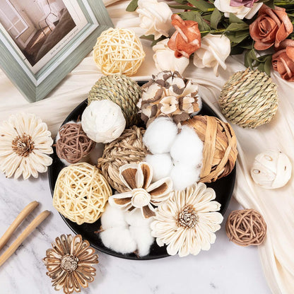 17Pcs Vintage Decorative Balls for Potpourri Bowl Filler, Bowl Filler for Table Centerpiece Home