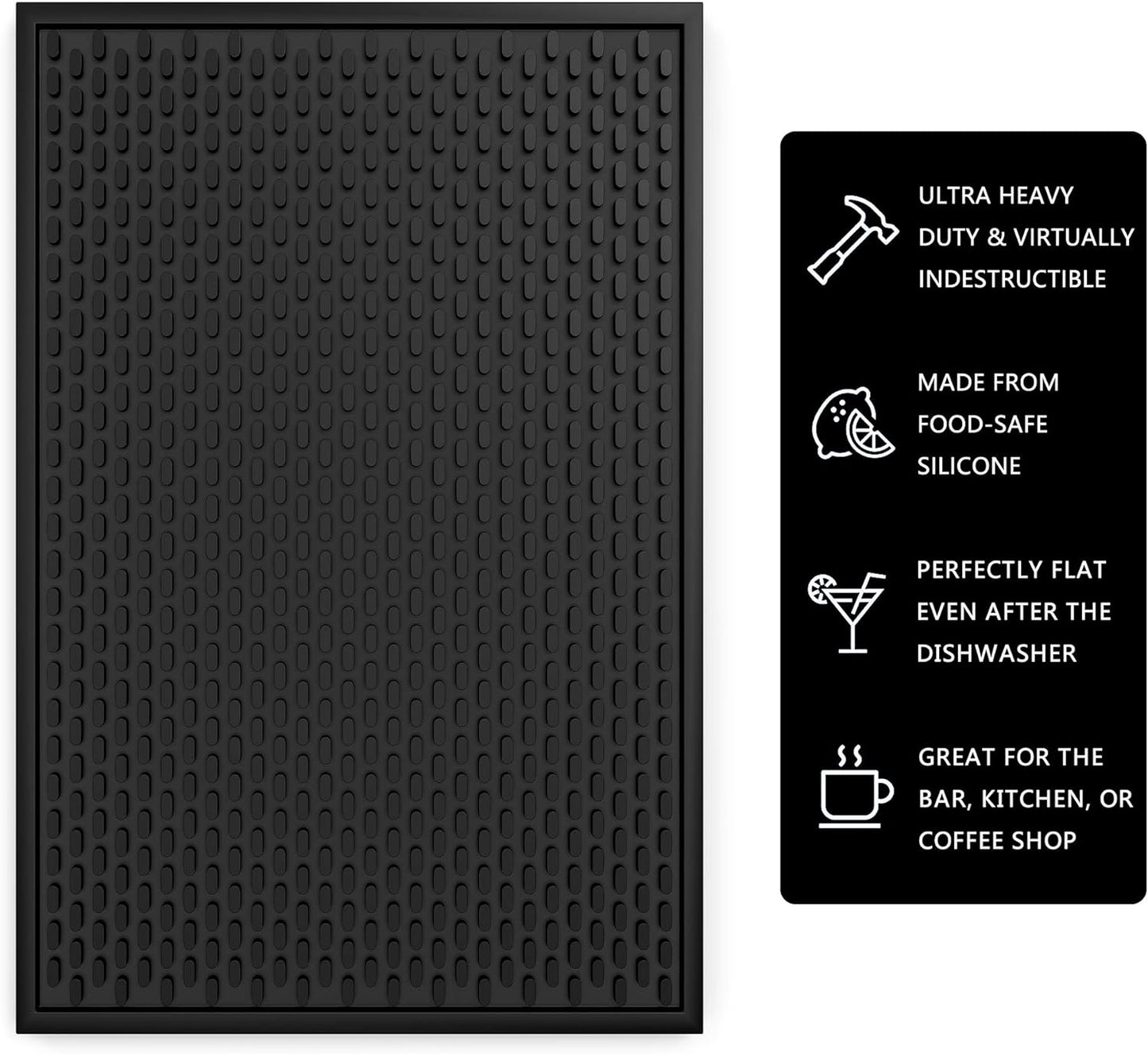 Silicone Drip Mat - 1/2 Inch Thick, Heat-Resistant and Food Safe - Counter Top, Coffee Bar or