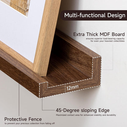 Floating Picture Ledge Shelves for Wall Set of 2, 84 Inches Picture Ledge Shelf with Long Large