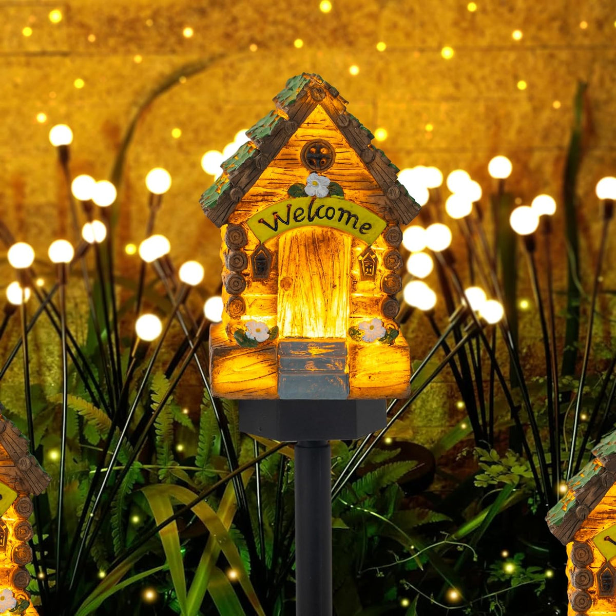 Dazzle Bright Fairy Garden House, 16" Glow in The Dark Cottage with Solar LED Light, Beautiful