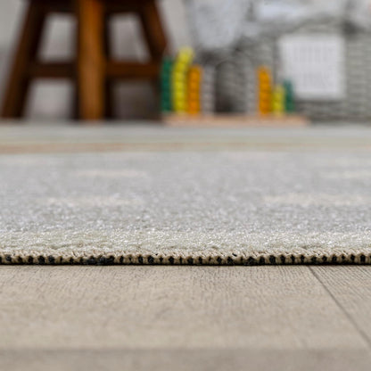 JONATHAN Y Machine-Washable Gray/Ivory/Yellow Indoor Area Rug, 4x6, Minha Rainbow Dots, Kids &