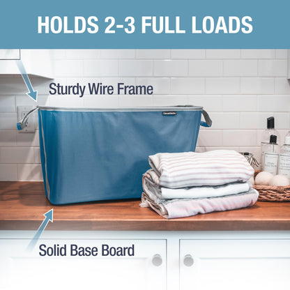 CleverMade Collapsible Laundry Basket, 60L Pop-Up Hamper, 2 Pack, Denim