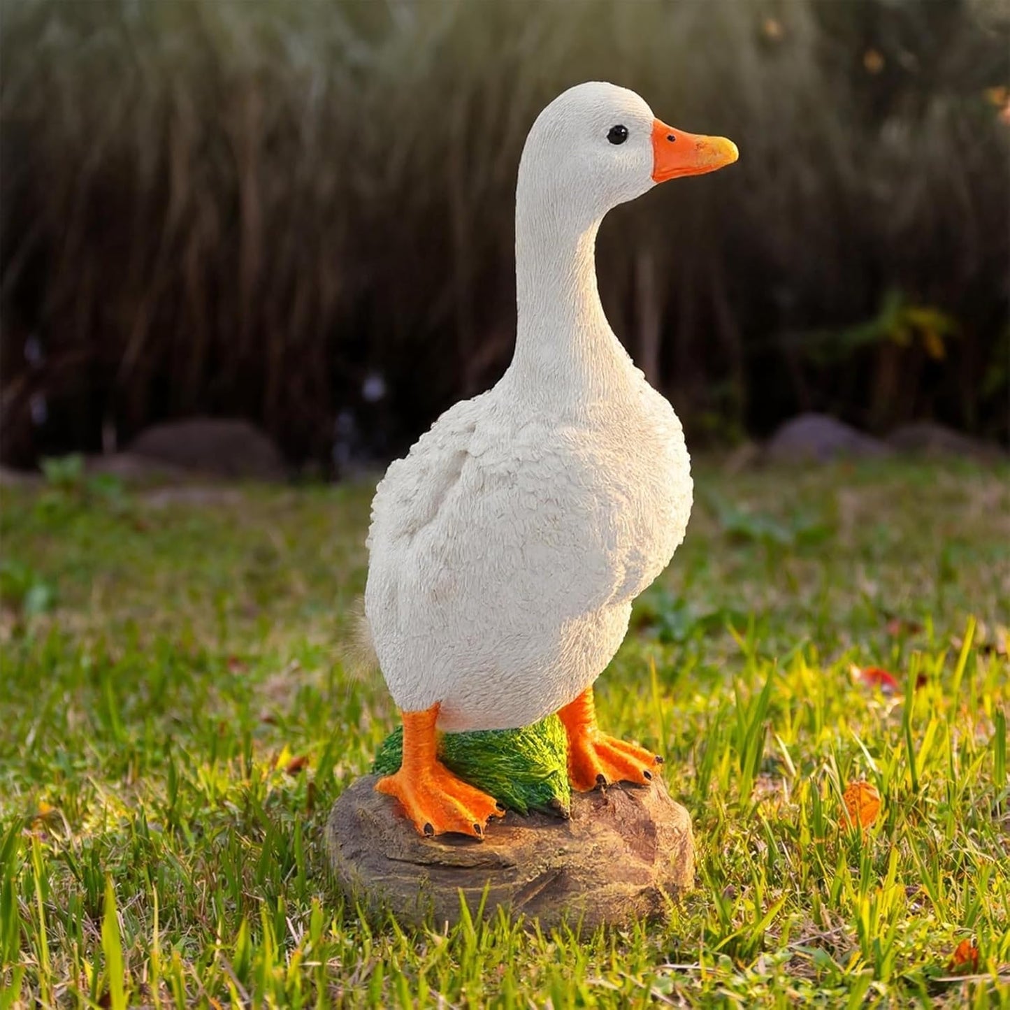 Elenon Goose Statue Garden Decorative, 11 inch High Adorable Flower Bed Outdoor Decor, Yard Patio