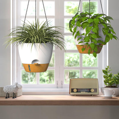 ZMTECH 12 Inch Hanging Planters for Indoor Outdoor Plants, 2 Pack Self Watering Hanging Plant Pots