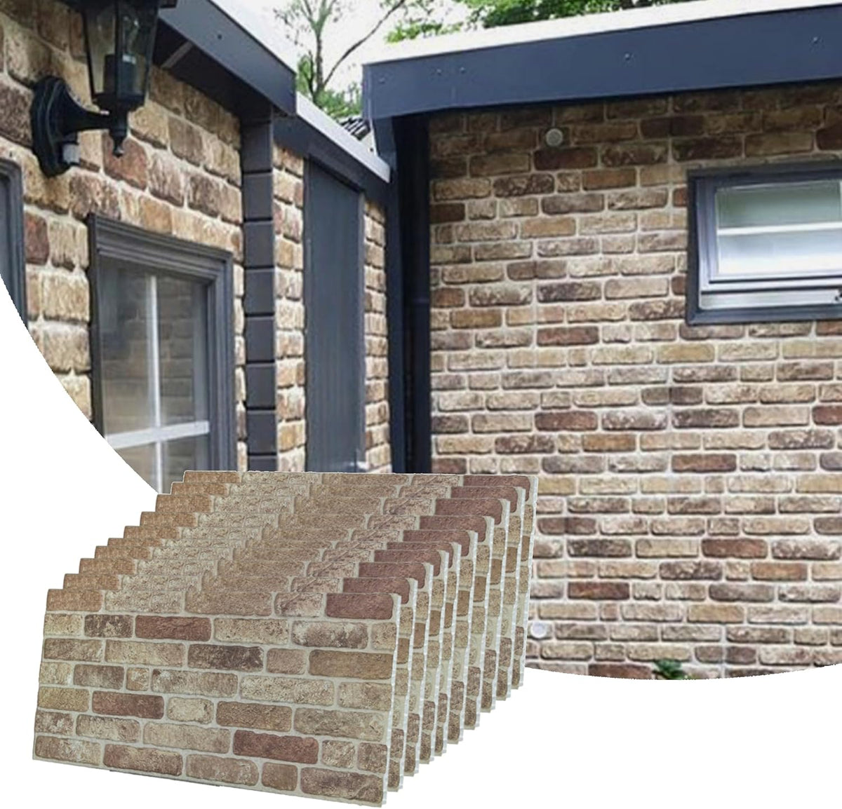 Dundee Deco 3D Wall Panels Faux Brick - Cladding, Light Brown Stone Look Wall Paneling, Styrofoam
