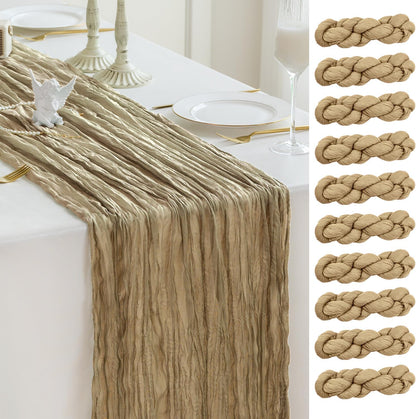 Sioloc Nude Cheesecloth Table Runner Fall Autumn Decor for Home 10ft Table Cloth for Tea Wedding