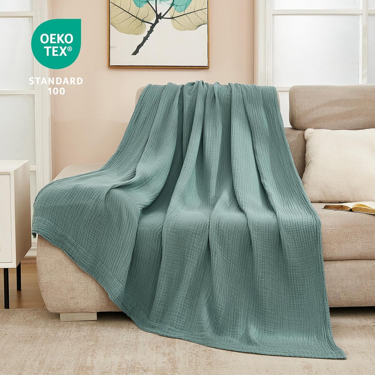 EMME Muslin Twin Blankets for Couch Breathable Gauze All Season Soft and Lightweight Pre-Washed