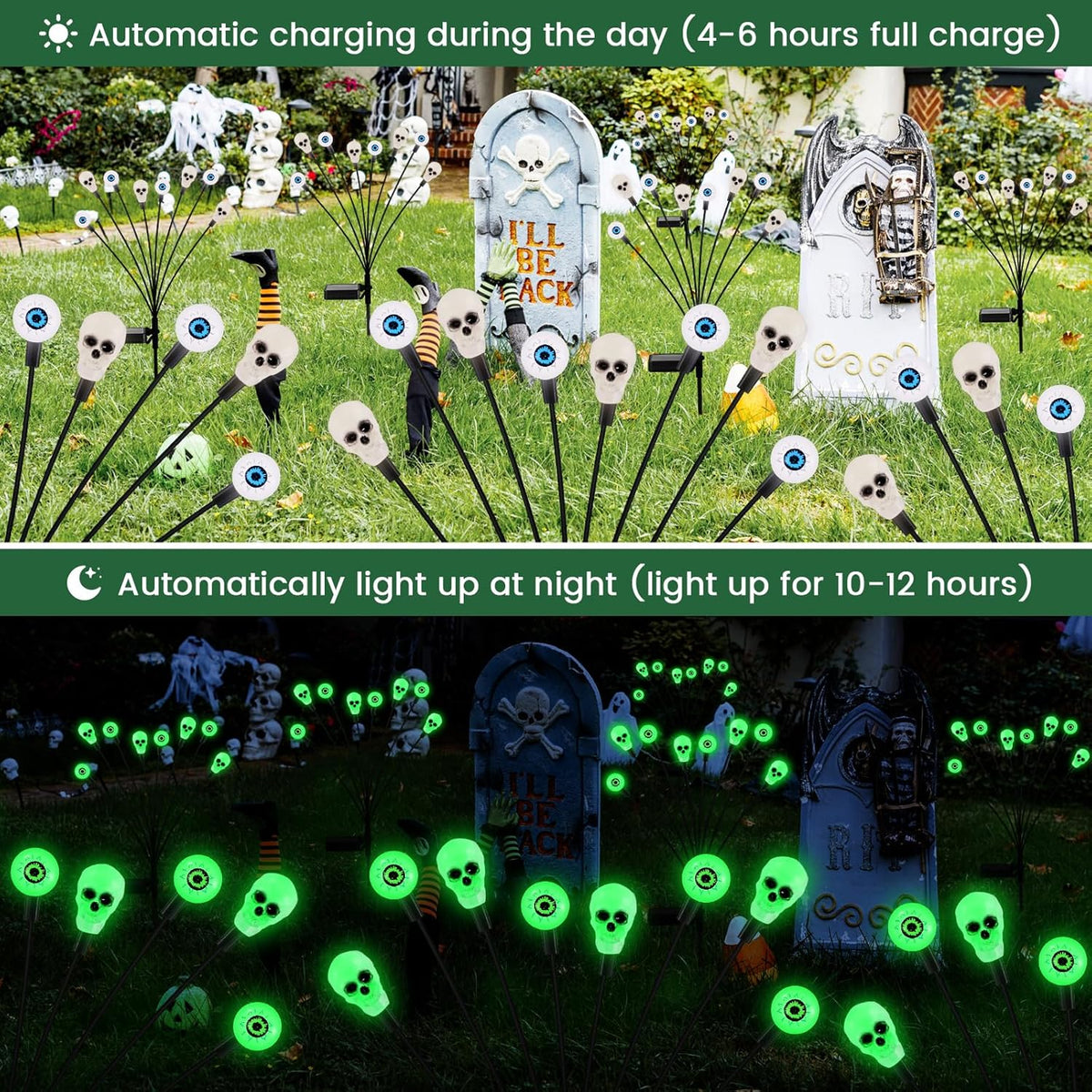 Solar Halloween Lights Outdoor,Halloween Decorations Outdoor, Scary Eyeball Lights,2PACKS