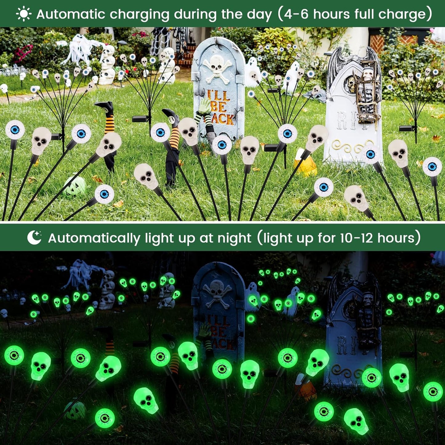Solar Halloween Lights Outdoor,Halloween Decorations Outdoor, Scary Halloween Eyeball Lights,4PACKS
