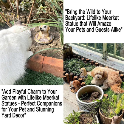 Meerkat Statue - Charming Meerkat Garden Animal Statue: Lifelike Decor Accent for Your Yard or