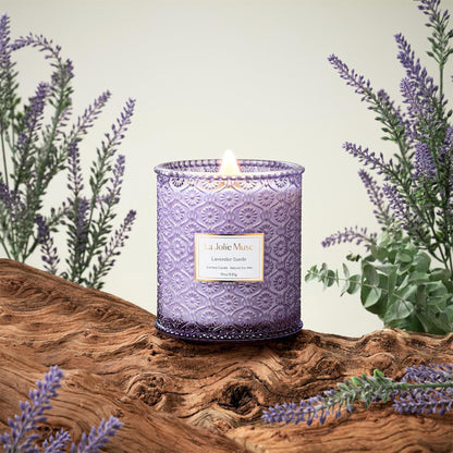 LA JOLIE MUSE Lavender Suede Candle – Eucalyptus, Lavender & Sandalwood 19 oz Large Wooden Wick