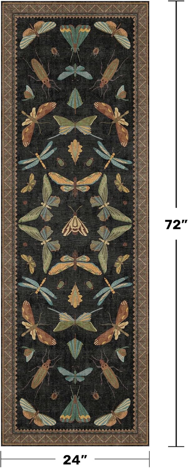2x6 Black Entryway Runner Rugs Washable Non Slip Runners for Hallway, Kitchen, Mudroom, Laundry