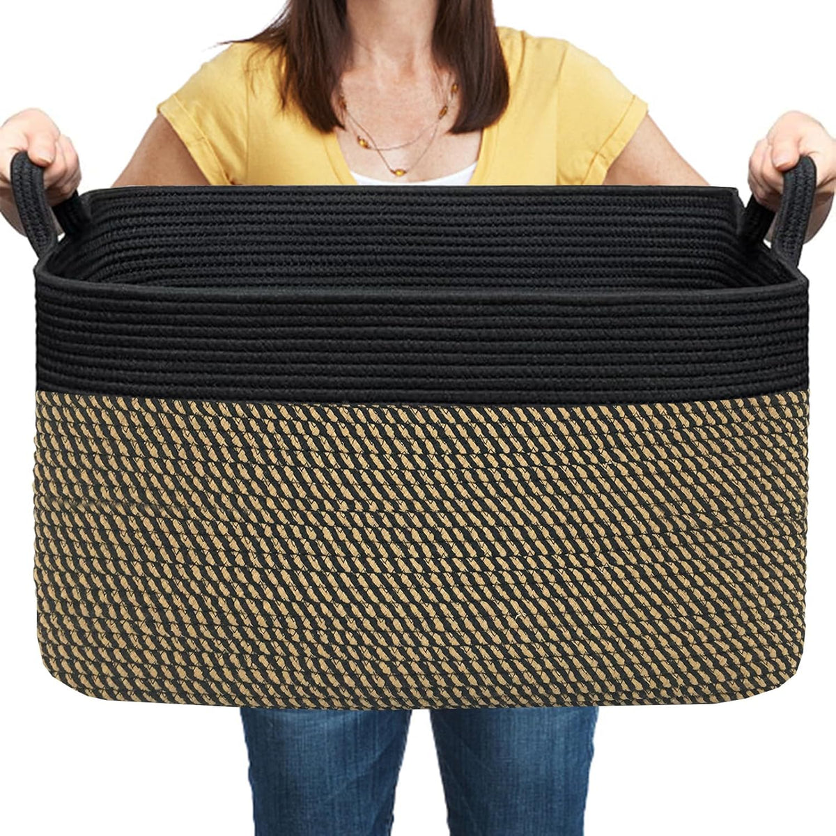 COMFY-HOMI Large Rectangular Blanket, Cotton Rope Woven for Storage, LaundryHamper, Storage,Toy