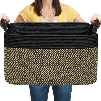 COMFY-HOMI Large Rectangular Blanket, Cotton Rope Woven for Storage, LaundryHamper, Storage,Toy