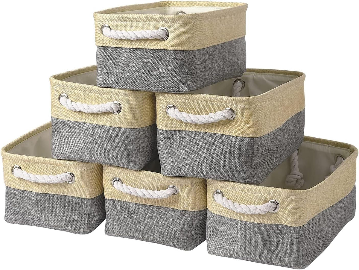 TcaFmac Organization and Storage Bins for Shelves - Small 6 Pack 12x8x5.2 inch Collapsible Storage